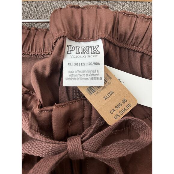 Victoria's Secret PINK Chocolate Kiss Brown Satin Parachute Trousers- XL - Picture 9 of 12